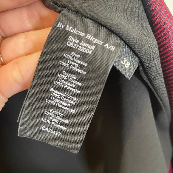 By Malene Birger Danish Designer Asymmetric Stripes Skirt Navy Red Wrap 38 US 8 - Picture 5 of 6